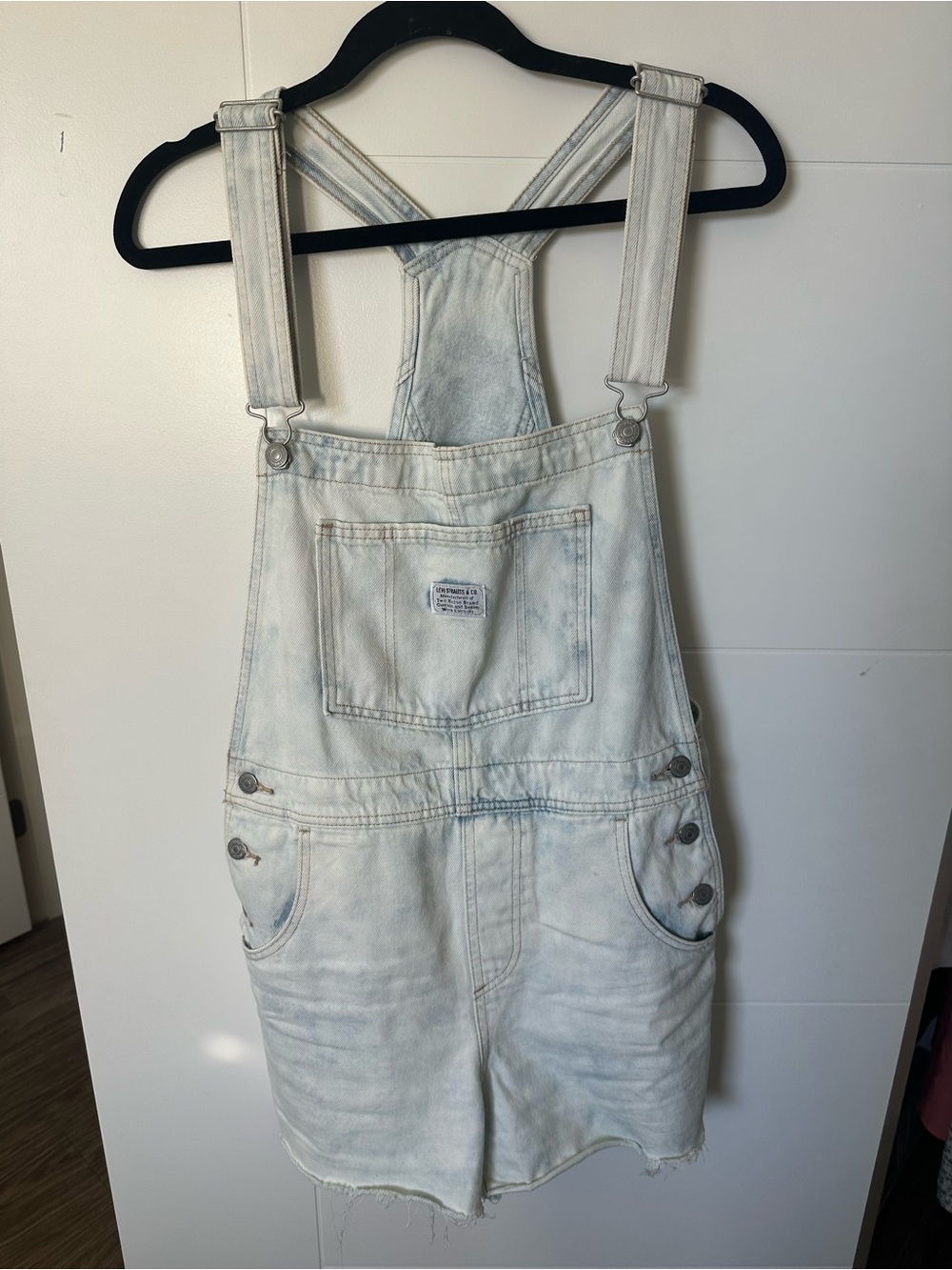 Levis Vintage Cut Off Light Wash Overalls Shortalls